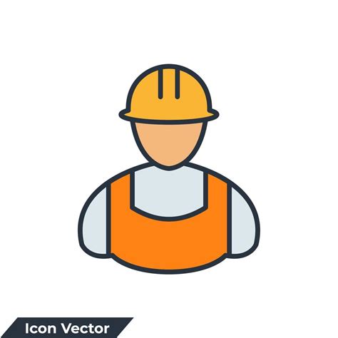 Builder Icon Logo Vector Illustration Construction Worker Symbol