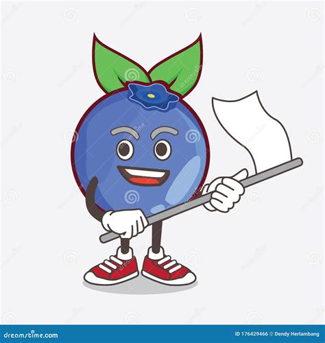 Blueberry Fruit Cartoon Mascot Character Waving A Flag Stock Vector