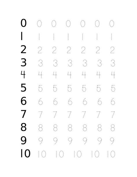 caligrafía de los números del 1 al 10 Hojas de cálculo Actividades