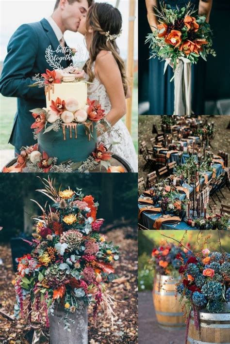20 Dark Teal And Rust Orange Wedding Color Ideas For Fall In 2020