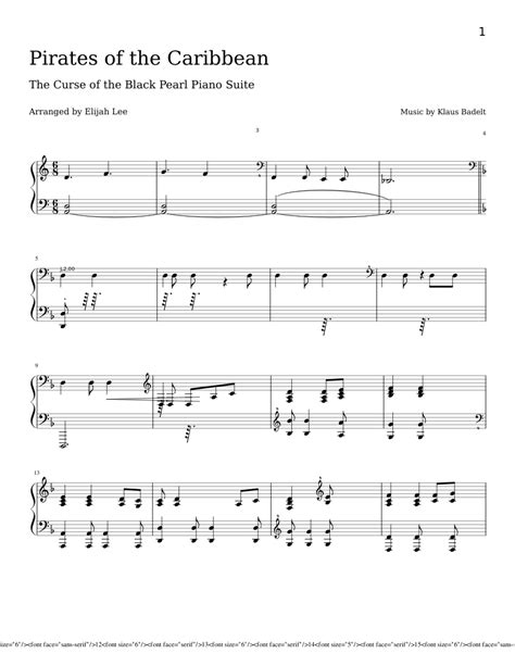 Play music from the pirates of the caribbean films using the online instruments at virtual piano; Pirates of the Caribbean: The Curse of the Black Pearl Piano Suite sheet music for Piano ...