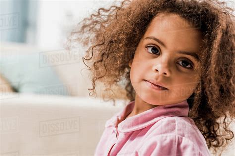 Curly African American Kid At Home Stock Photo Dissolve