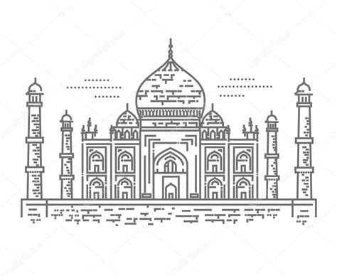 Ilustración De Esbozo De Taj Mahal Palace Icono — Vector De Stock