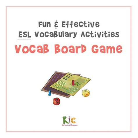 Esl Vocabulary Activity Vocab Board Game Kid Inspired Classroom