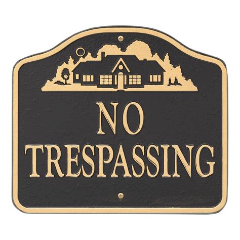 no trespassing sign cast aluminum wall or lawn mounting 14131 the home depot