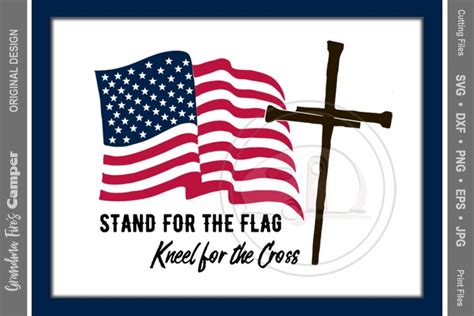 American Flag Cross Svg Stand For The Flag Kneel For The