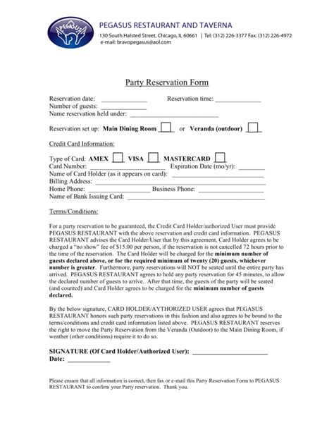 Free 6 Sample Restaurant Reservation Forms Pdf Intended For Table