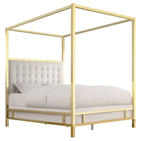 Package include:1 x mosquito net4 x simple elegant outlook: Manhattan Gold Canopy Bed Queen White - Inspire Q # ...