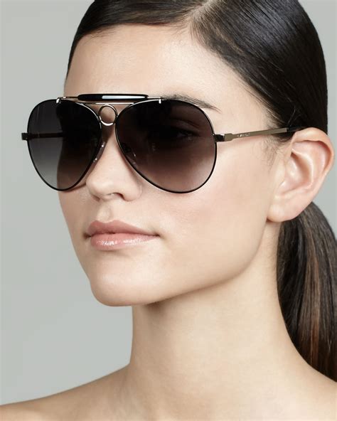 lyst givenchy bardetail aviator sunglasses in black for men