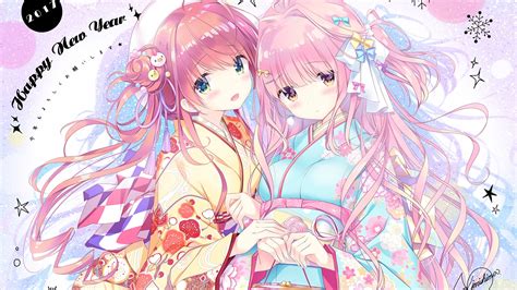 Download 3840x2160 Anime Girls Happy New Year 2017 Japanese Clothes