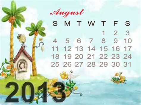 The Month Of August Calendar