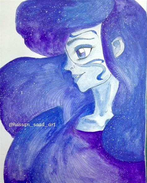 Profile Blue Hair Girl Watercolor Painting By Hassansaadart On Deviantart