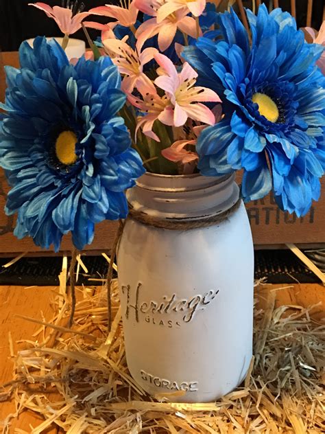 This Rustic Mason Jar Vase Is A Great Addition To Any Dinning Room Table Shelf Counter Or Any