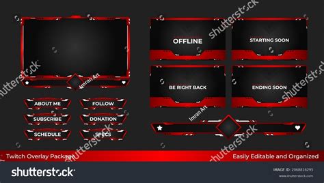 Twitch Overlay Package Template With Panels And Royalty Free Stock