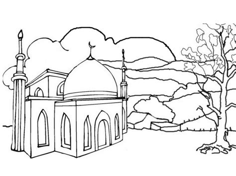 Gambar Mewarnai Pemandangan Masjid Reverasite