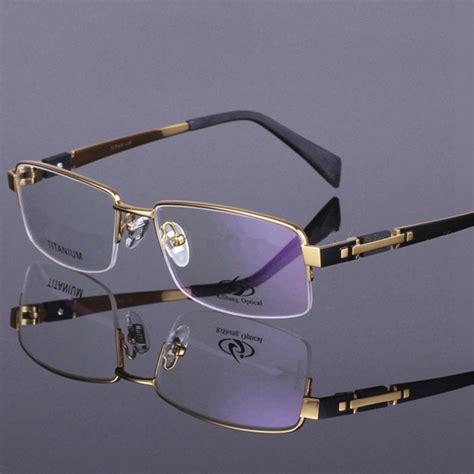 2016 New Men Style Pure Titanium Half Rim Eye Glasses Fashion Mens
