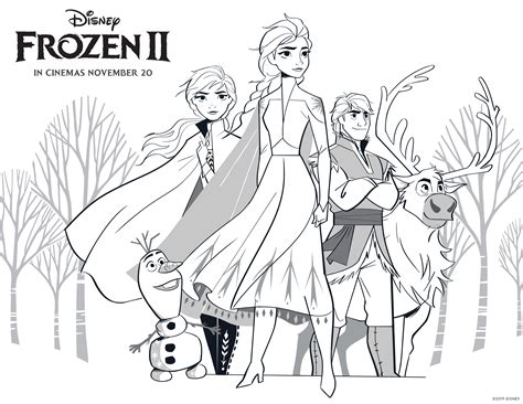 Anna and elsa, kristoff, olaf, lizard and more. Frozen 2 free coloring pages with Elsa, Anna, Olaf ...