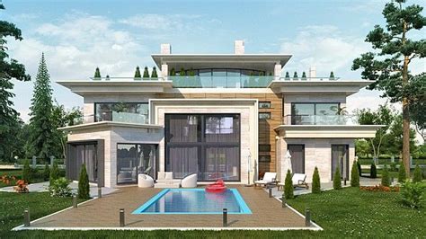 Модерна къща с басейн и френски прозорци | House design, House styles, Design