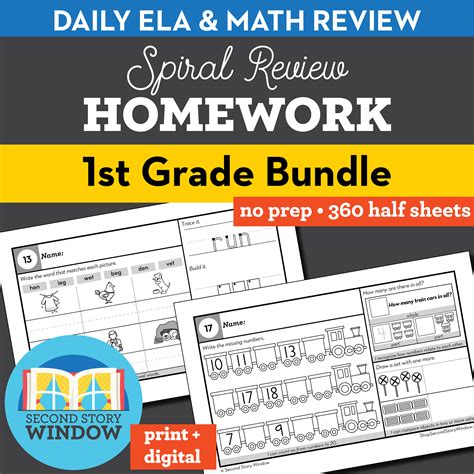 1st Grade Homework • Spiral Review Math And Ela Homework 1st Second