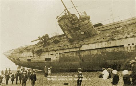 U 118 A World War One Submarine Washed Ashore On The Beach At Hastings