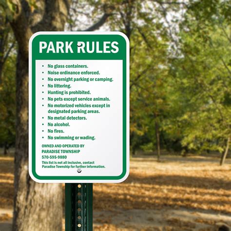 Park Rules Custom Sign