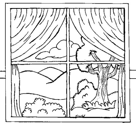 Haunted house coloring page for preschoolers: Window coloring page