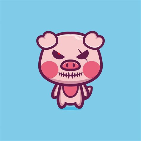 Evil Pig Mascot Cartoon Character Design Premium Vector 6951992 Vector