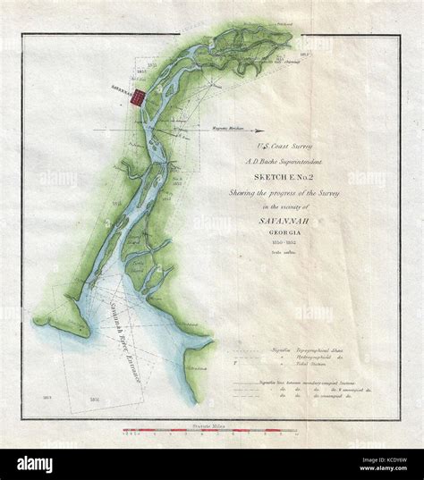 1853 Us Coast Survey Map Of Savannah Georgia And The Savannah River