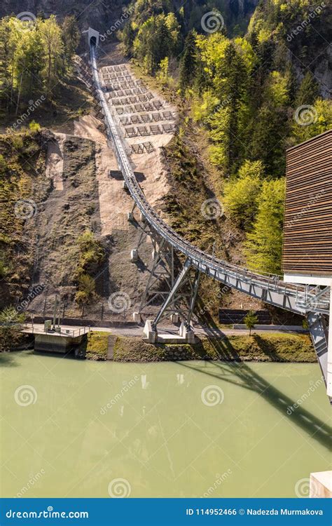 Funicular Railway Connecting The Village Of Stoos And The Town Of