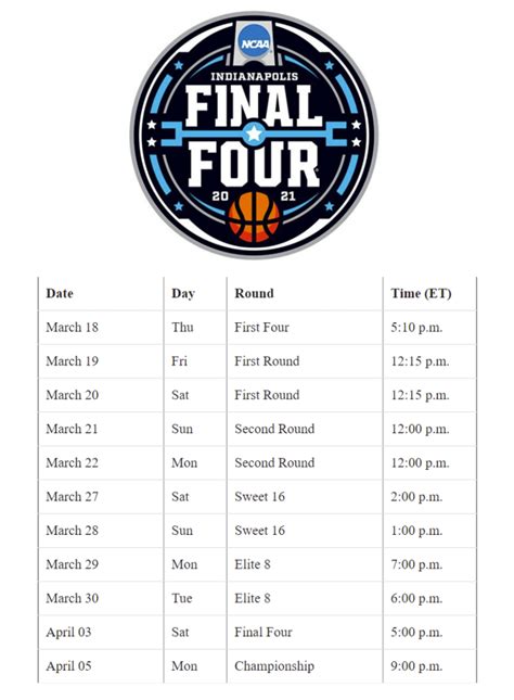 Printable March Madness Schedule Printable World Holiday