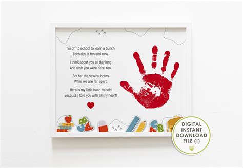 Back To School Poem Handprint Art First Day Of School Etsy Australia