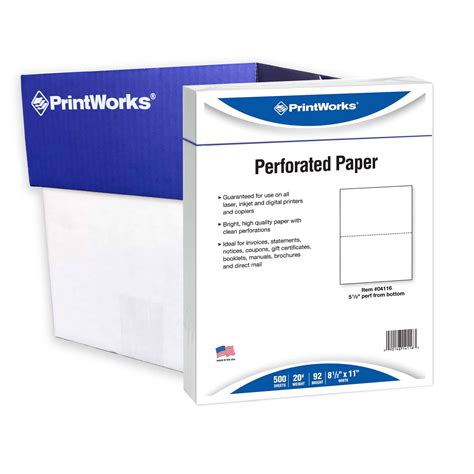 Printworks Half Sheet Perforated Paper 85 X 11 20 Lb 2500 Sheets