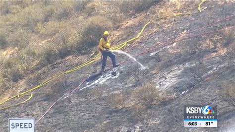 firefighters quickly extinguish vegetation fire that broke out off highway 101 and 166 in nipomo