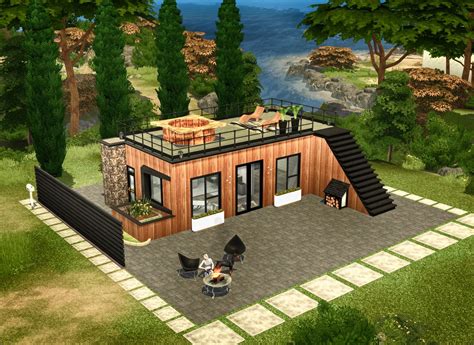Modern Starter Cabin Ts4 Sims 4 Modern House Sims 4 House Design