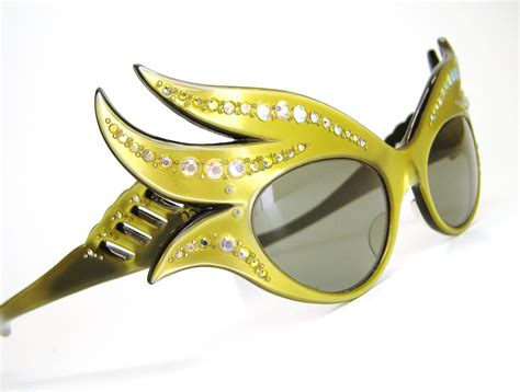 Vintage 50s Yellow French Cat Eye Sunglasses Frames Wild