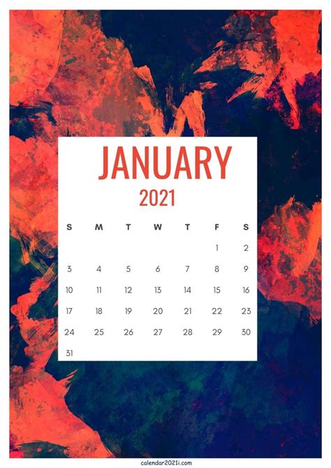 January 2021 Calendar Printable Wallpaper Floral Holidays And More