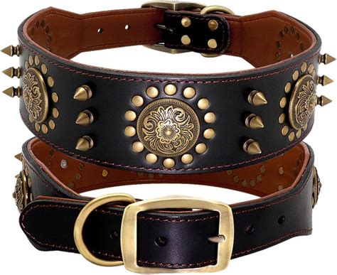Yxdz Durable Leather Dog Collar Cool Spiked Studded Pet