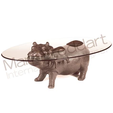 Bespoke Bronze Sculpture Mark Stoddart Cheeky Hippo Coffee Table