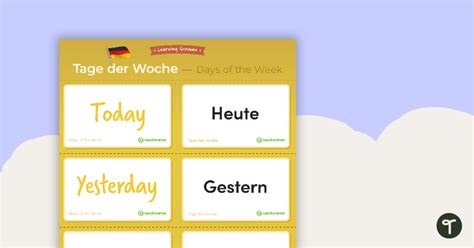 Days Of The Week German Language Flashcards Teaching Resource Teach