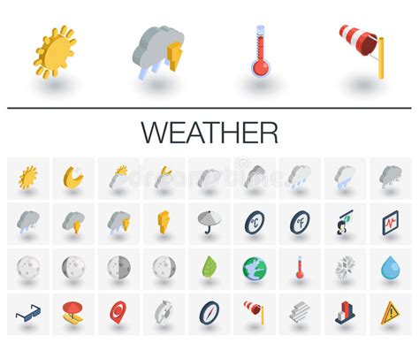 Meteo And Weather Isometric Icons 3d Vector Stock Vector