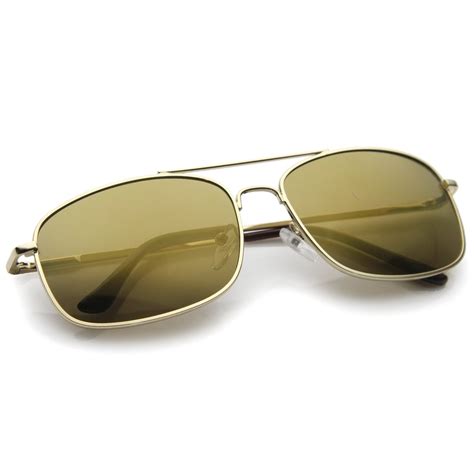 Men S Sports Square Gold Metal Mirrored Lens Aviator Sunglasses A026 Zerouv