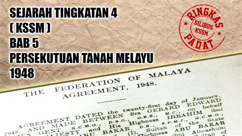 Pembinaan negara dan bangsa malaysia. SEJARAH TINGKATAN 4 KSSM : BAB 5 PERSEKUTUAN TANAH MELAYU ...