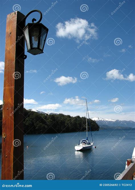 Boat Sailing in a Lake in Patagonia Argentina Stock Photo - Image of