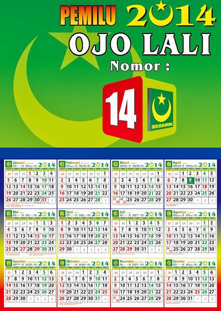 Kalender Partai Bulan Bintang 2014 Editable Corel X3 Desain Jempol Y