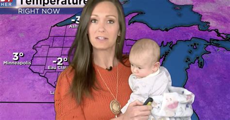 Baby Its Cold Outside Cbs Meteorologist Brings 13 Week Old On Air