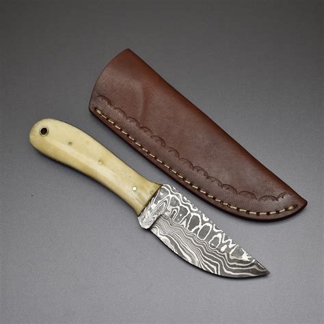 Custom Handmade Damascus Steel Hunting Skinner Knife Camel Bone