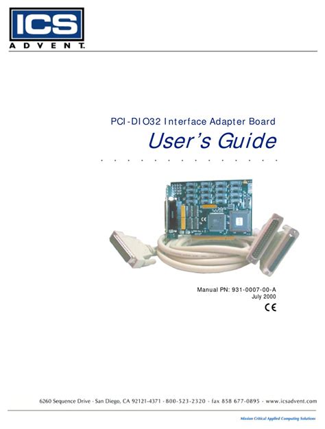 Ics Advent Pci Dio32 User Manual Pdf Download Manualslib