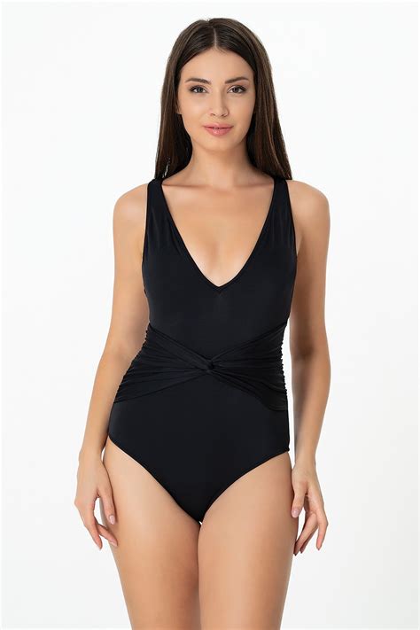 Marinella Swimwear Siyah Sırt Detaylı Mayo ElbiseBul
