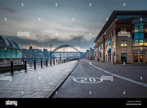 Looking Westwards At Sunset Along The Quays Of The River Tyne Towards