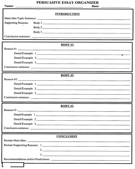 Printable Graphic Organizer For 5 Paragraph Essay 5 Paragraph Graphic